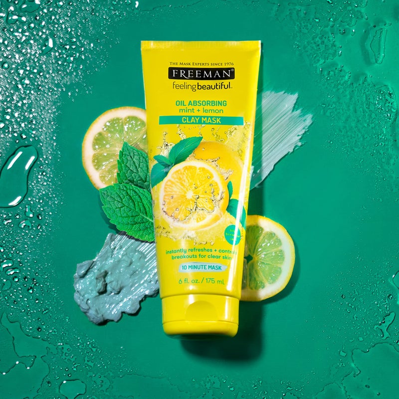Freeman Oil Absorbing Mint & Lemon Clay Mask, Facial Mask, Skincare, 6 fl oz tube/175 mL - Image 3