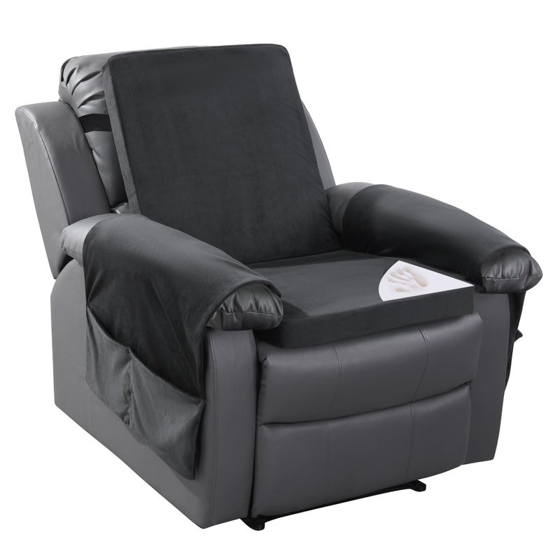 HOMBYS Recliner Chair Cushion for Elderly with Lumbar Support Pillow  Recliner Armrest Cover 20x20 Memory Foam Seat Cushion NonSlip  Supportive Machine Washable Black