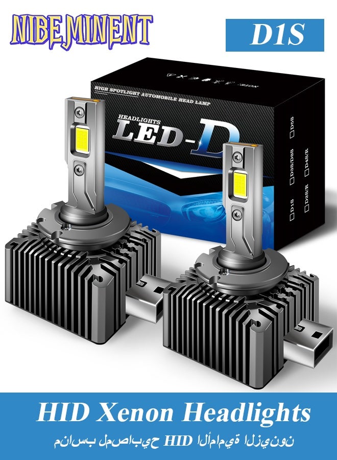نيبمينينت مصابيح LED لمصابيح السيارة من سلسلة D، D1S D2S D3S D4S D5S D8S، مصابيح LED بيضاء فائقة السطوع 6500K بديلة لمصابيح الزينون، قابلة للتوصيل والتشغيل، تصميم 1:1، عبوة من قطعتين - Image 1