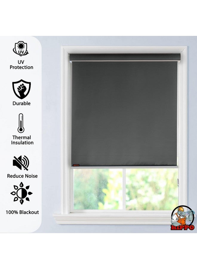 HIPPO 100% Blackout Roller Blinds for Windows UV Protection, Waterproof, Room Darkening, Corded Roll Up and Down Blinds for Home & Office Customizable (3FTX7FT, Dark-Grey) - Image 3