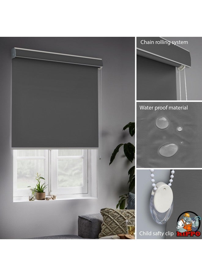 HIPPO 100% Blackout Roller Blinds for Windows UV Protection, Waterproof, Room Darkening, Corded Roll Up and Down Blinds for Home & Office Customizable (3FTX7FT, Dark-Grey) - Image 4