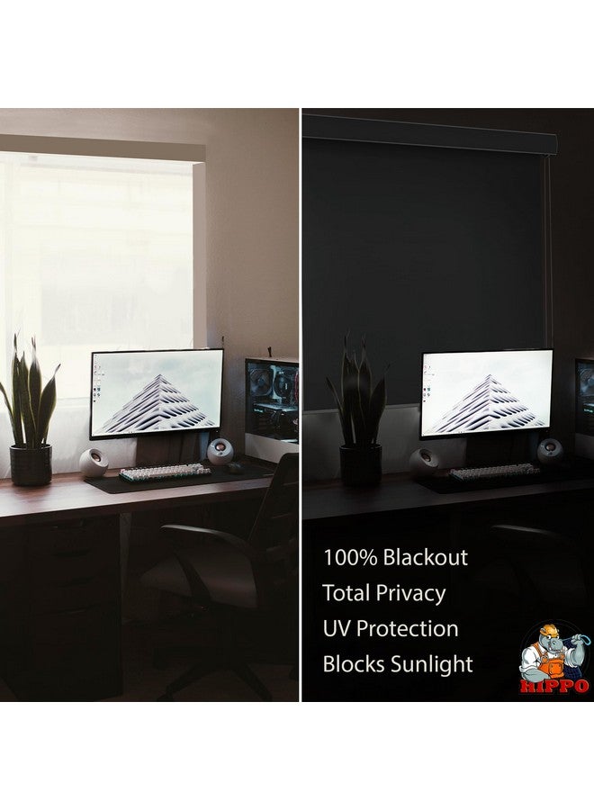 HIPPO 100% Blackout Roller Blinds for Windows UV Protection, Waterproof, Room Darkening, Corded Roll Up and Down Blinds for Home & Office Customizable (3FTX7FT, Dark-Grey) - Image 2
