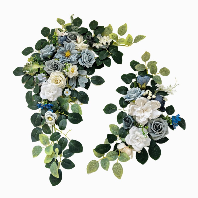 Odouzy Pack of 2 Wedding Arch Artificial Flowers Wedding DecorFlower Garland Be Suited to Banquet Party Reception Entrance Welcome Sign and Background Decoration Blue