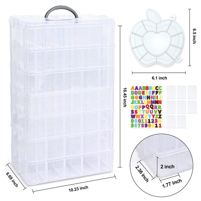 Inscraft 7 Layers Stackable Storage Container, 70 Adjustable Compartments (White) Perfect for Kids Toys, Art Crafts, Jewelry, Supplies, Mini Case & Letter Sticker Included - Image 3