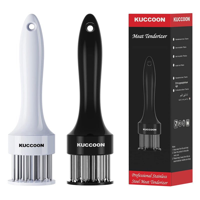 KUCCOON Meat Tenderizer Tool 2Pack Stainless Steel Needle Ultra Sharp 24 Blade Tenderizer Tool for Tenderizing Beef Chicken Steak Veal Pork