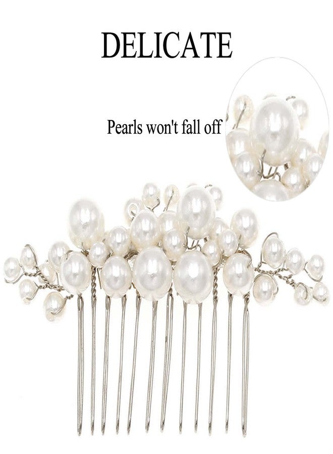 Sppry Wedding Pearl Hair Combs Set of 5 PCS - Elegant Hair Accessories for Bridal Women (Silver) - Image 3
