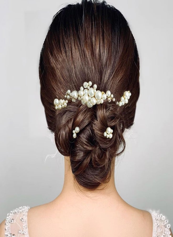 Sppry Wedding Pearl Hair Combs Set of 5 PCS - Elegant Hair Accessories for Bridal Women (Silver) - Image 5