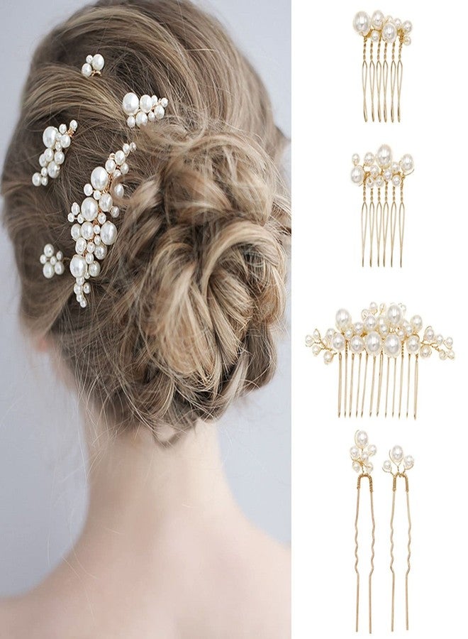 Sppry Wedding Pearl Hair Combs Set of 5 PCS - Elegant Hair Accessories for Bridal Women (Silver) - Image 4