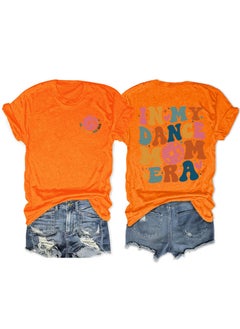 Fashionable Short Sleeve T-shirt For Women In My Dance Mom Era Ball New Style Crew Neck Tee Orange front chest (color picture)