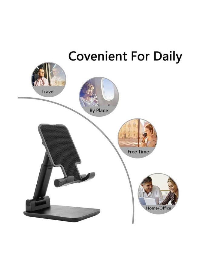 SHOPI - Cell Phone Stand, Angle Height Adjustable Cell Phone Stand for Desk, Foldable Cell Phone Holder, Cradle, Dock, Tablet Stand, Case Friendly Compatible with All Mobile Phone/iPad/Kindle/Tablet Black - Image 1