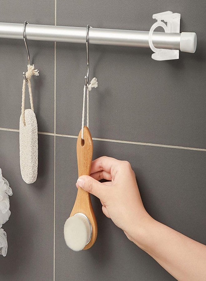 HOMSFOU 2-Pack Rotating Curtain Rod Brackets Adjustable Adhesive Swivel Hook Holders for Kitchen Bathroom Window Treatment No Drilling - Image 5