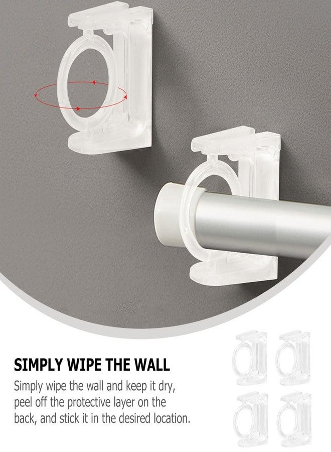 HOMSFOU 2-Pack Rotating Curtain Rod Brackets Adjustable Adhesive Swivel Hook Holders for Kitchen Bathroom Window Treatment No Drilling - Image 2