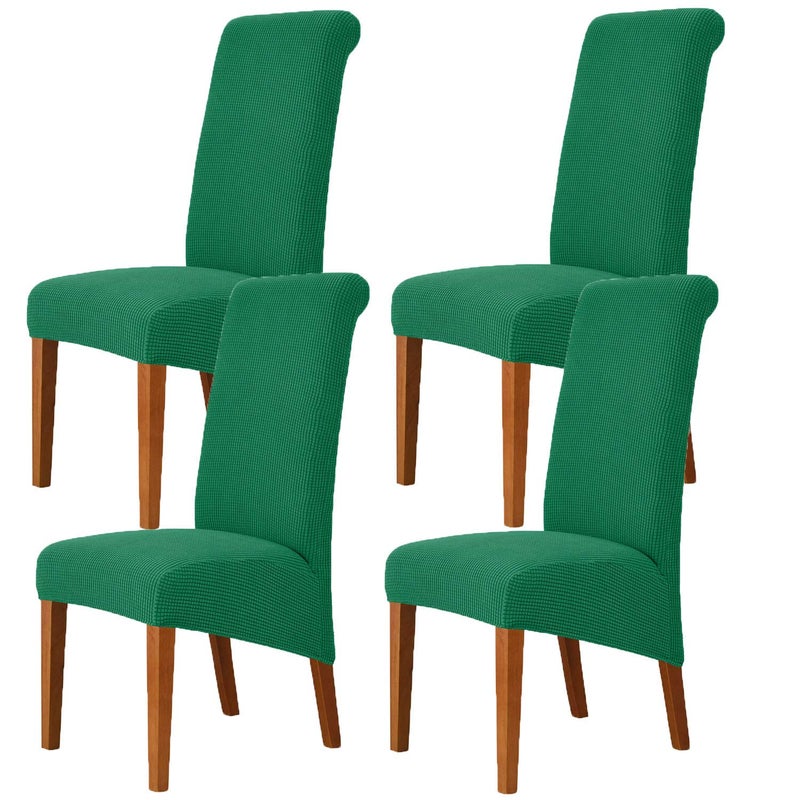 Deisy Dee Stretch XL/Oversized Soft Spandex Extra Large Dining Room Chair Covers for Kitchen Dining Removable Washable Chair Protectors Slipcovers (Dark Green  4) - Image 1