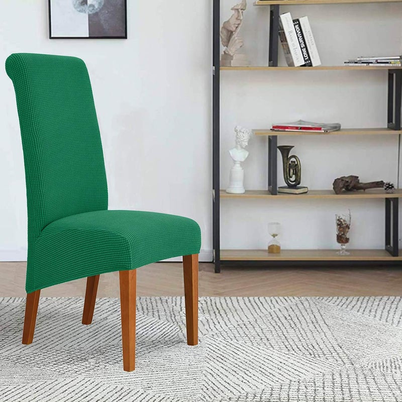 Deisy Dee Stretch XL/Oversized Soft Spandex Extra Large Dining Room Chair Covers for Kitchen Dining Removable Washable Chair Protectors Slipcovers (Dark Green  4) - Image 2