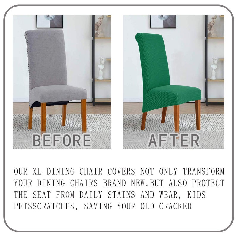 Deisy Dee Stretch XL/Oversized Soft Spandex Extra Large Dining Room Chair Covers for Kitchen Dining Removable Washable Chair Protectors Slipcovers (Dark Green  4) - Image 3