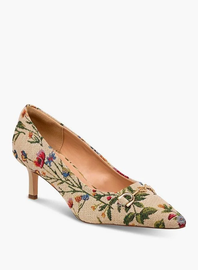 Celeste Women's Floral Print Slip-On Pumps with Stiletto Heels