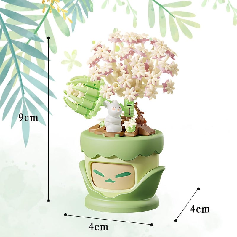 TOYS LAND Mini Building Blocks 160 PCS of Creative Flower Toy Building Set, Artificial Plant Flowers Building Blocks Kit for Home & Office Decoration, Birthday Gift for Kids Boys Girls (Jade Peary) - Image 3