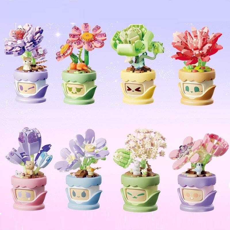 TOYS LAND Mini Building Blocks 160 PCS of Creative Flower Toy Building Set, Artificial Plant Flowers Building Blocks Kit for Home & Office Decoration, Birthday Gift for Kids Boys Girls (Jade Peary) - Image 4