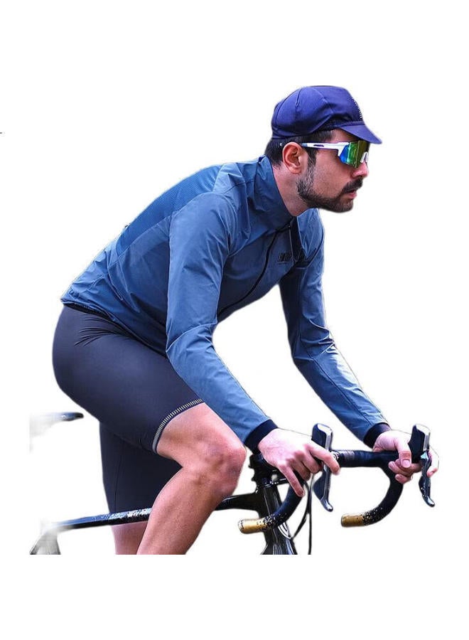 Lampada Windbreaker For Men And Women, Windproof Cycling Jacket, Road Bike Outerwear, Single Bicycle Coat, Smog Blue, L - Image 1