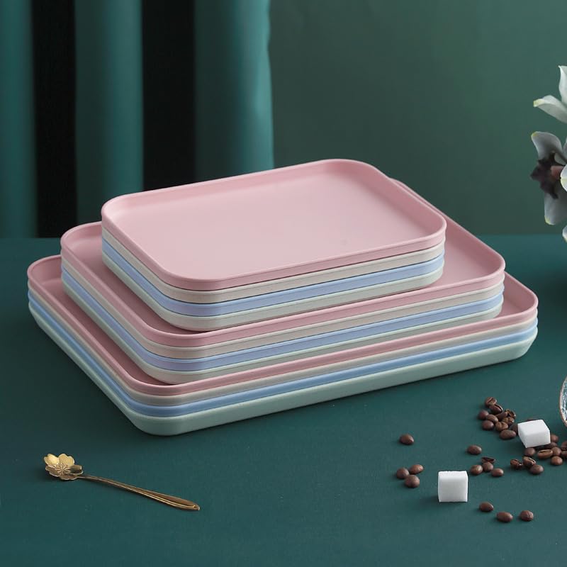 Clovis 3 Pcs Wheat Straw Fast Food Trays Bulk Golden Serving Trays Cafeteria Rectangular Serving Platter Grill Tray for Kitchen Restaurant Coffee, 25CM(Small), 31CM(Medium), 38CM(Big), Set of 3 - Image 5