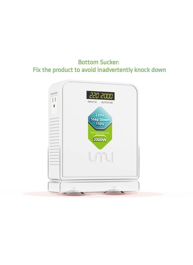 Umi. 2000W Step Down Voltage 220v to 110v Converter Heavy Duty Power Converter Power Transformer with Auto Mode for Large Capacity Equipment Step Down 220v to 110v - US to Europe Voltage Converter