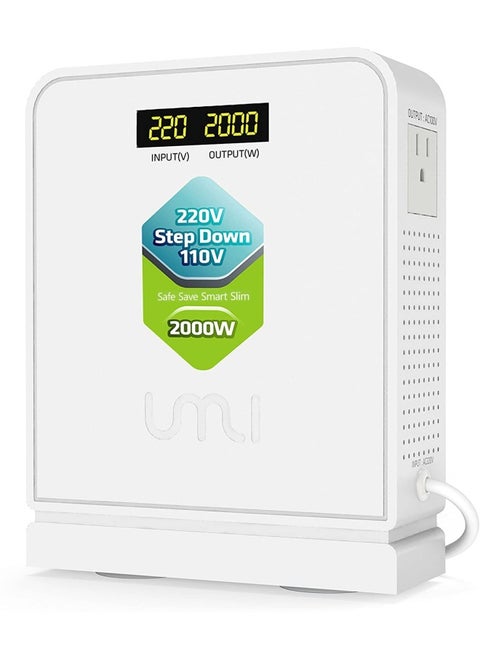 Umi. 2000W Step Down Voltage 220v to 110v Converter Heavy Duty Power Converter Power Transformer with Auto Mode for Large Capacity Equipment Step Down 220v to 110v - US to Europe Voltage Converter