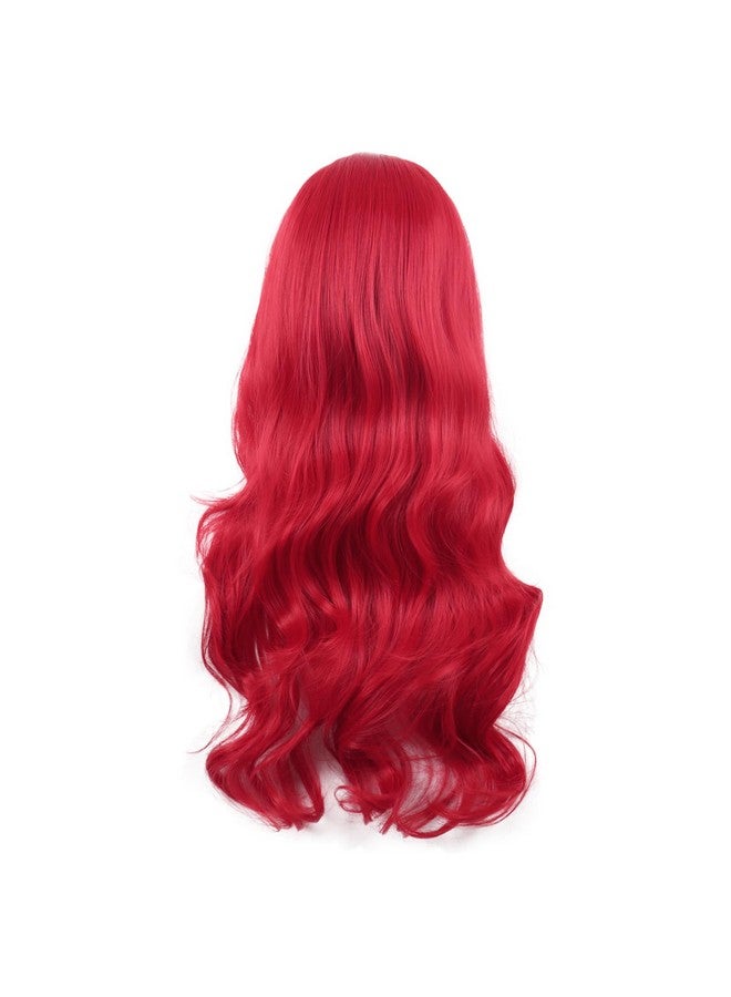 MapofBeauty 28 Inch/70 Cm Cosplay Long Wavy Curly Synthetic Fiber Side Bangs Anime Fashion Party Hair Wig (Bright Red)  - Image 2