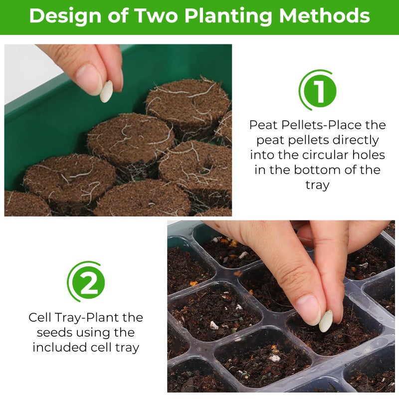 Ourhom Seed Starter Tray with Grow Light, 6pcs Seed Starter Kits with Light and Adjustable Humidity Domes, Covers Height 3.9", Indoor Seedling Starter Plant Germination Trays (Green-Warm White) - Image 5