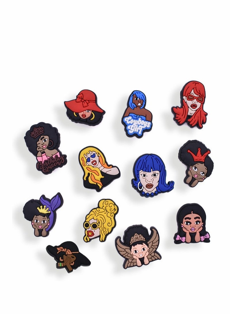 Excefore Shoes Decorations Charms for Girls Boys, 12 Pcs Vibrant Color & Rich Theme, Cute PVC Croc Accessories Charms for Kids Teens ClogSummer Birthday Party Gift - Image 1