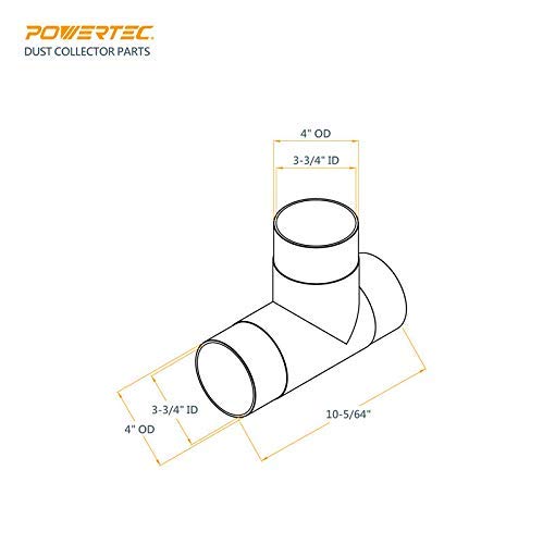 POWERTEC POWERTEC 70107 4-Inch T-Fitting (Plastic) for Dust Collection Hose  - Image 5