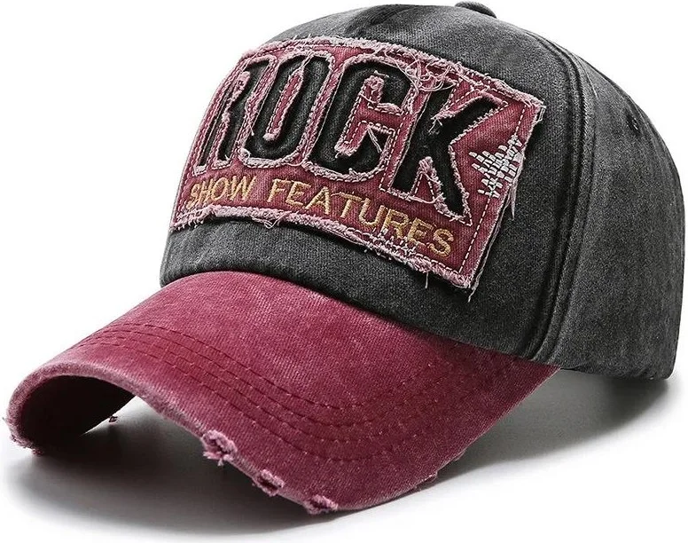 Valkyrie Rock Vintage Trucker Hat Unisex Metal Buckle Adjustable Vintage Black Red