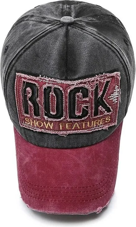 Valkyrie Rock Vintage Trucker Hat Unisex Metal Buckle Adjustable Vintage Black Red
