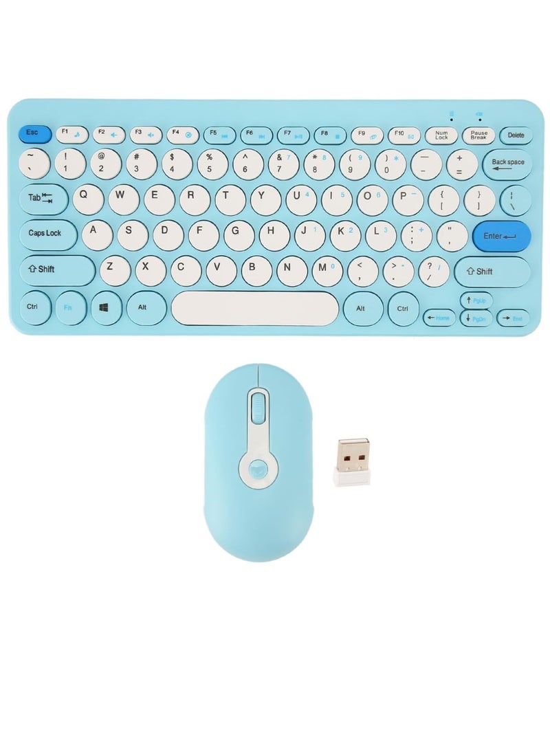Fashion HK09 Mini Wireless Keyboard Mouse Set, 2.4G Office Combo, (AR/ENG) Slim Retro Round Keypad with Mute Design for Laptops/Windows/IOS  - Image 1