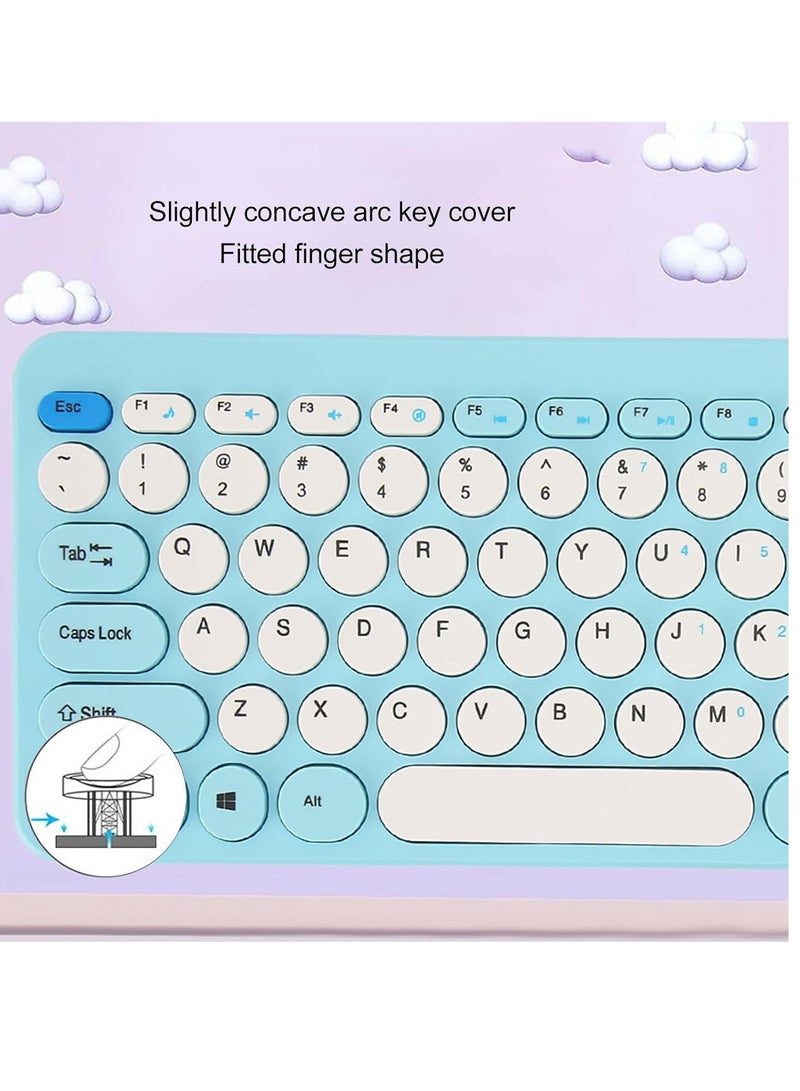Fashion HK09 Mini Wireless Keyboard Mouse Set, 2.4G Office Combo, (AR/ENG) Slim Retro Round Keypad with Mute Design for Laptops/Windows/IOS  - Image 4