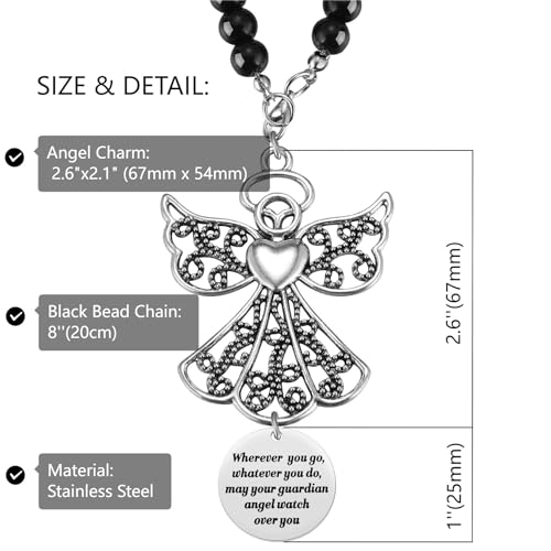 Ralukiia Angel Car Charm, Wherever You Go Whatever You Do May Your Guardian Angel Watch Over You, Rear View Mirror Car Charm, Car Mirror Hanger, New Driver Guardian Angel Gift for Grads - Image 3