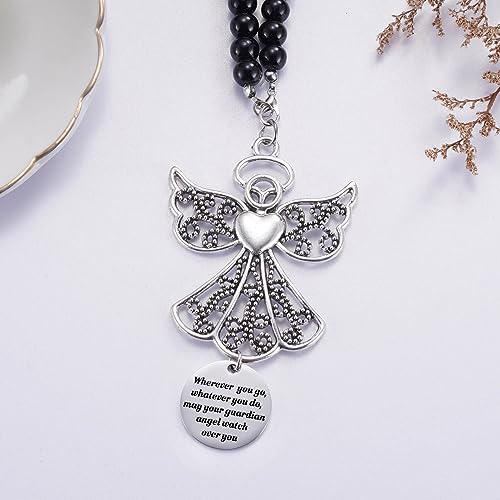 Ralukiia Angel Car Charm, Wherever You Go Whatever You Do May Your Guardian Angel Watch Over You, Rear View Mirror Car Charm, Car Mirror Hanger, New Driver Guardian Angel Gift for Grads - Image 2