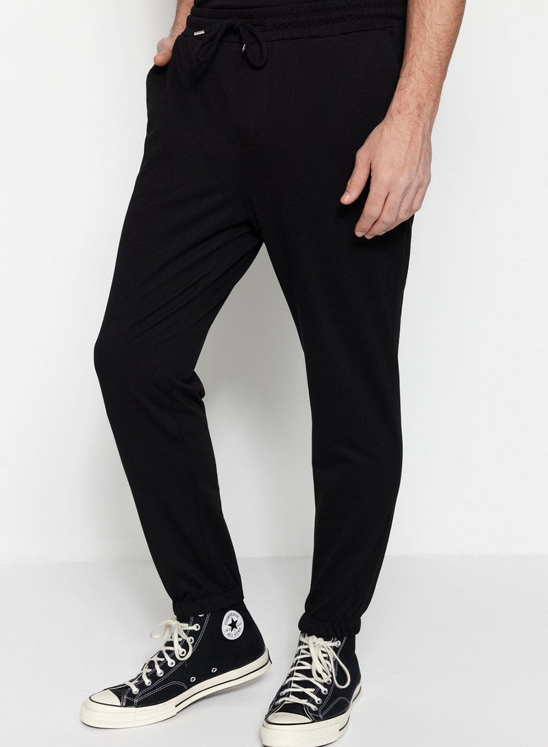trendyol Black Regular Cut Elastic Cuff Sweatpants - Image 1