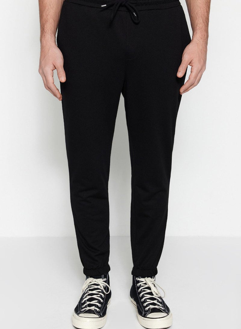 trendyol Black Regular Cut Elastic Cuff Sweatpants - Image 3