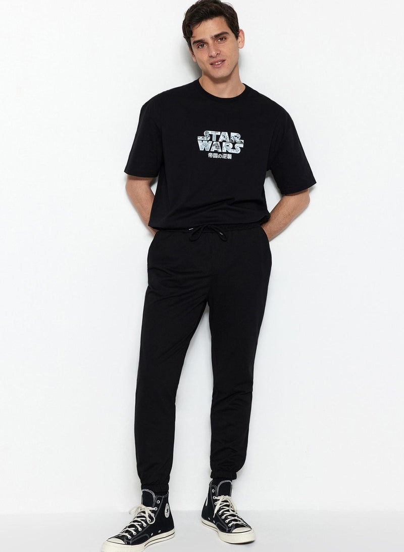 trendyol Black Regular Cut Elastic Cuff Sweatpants - Image 2