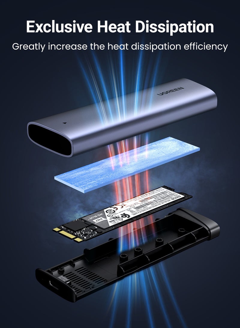 Ugreen Nvme Enclosure External M.2 SSD Case External Hard Drive Enclosure USB C 3.210Gbps Compatible With Nvme 2230/2242/2260/2280 Kingston WD Samsung Toshiba External Extending for Macbook Pro Air Tablet - Image 5