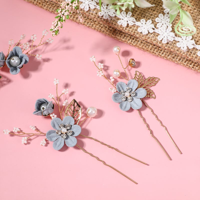 4pcs Bridal Hair Accessories Rhinestone Wedding Combs U-shaped Hairpins Hair Clips ( ) - Image 4