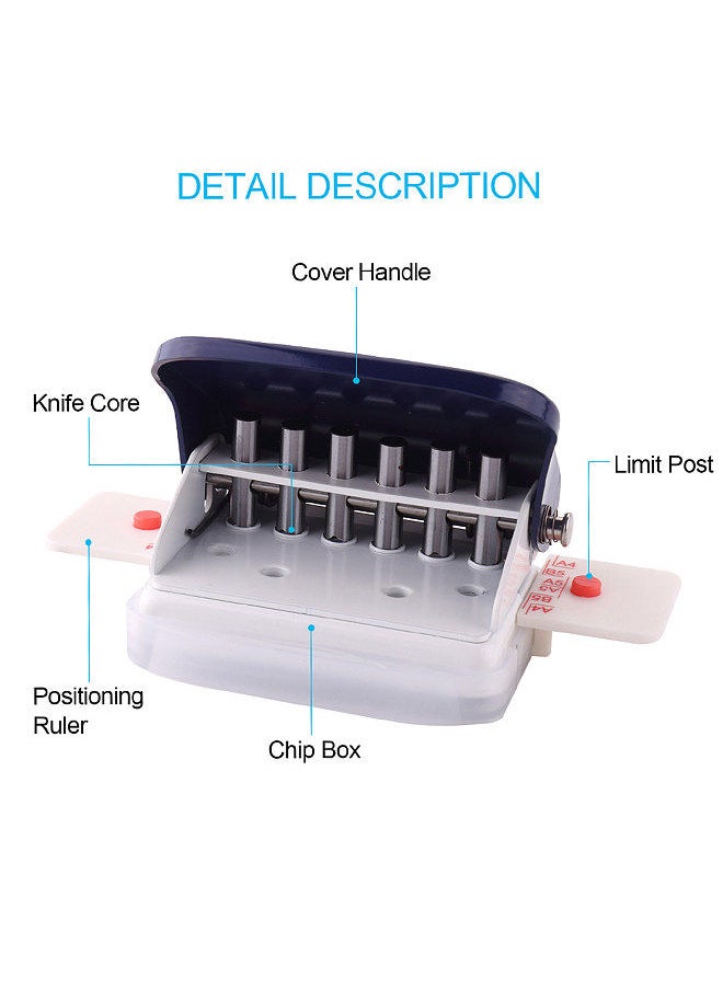 Kw-trio 6-Hole Paper Punch Handheld Metal Hole Puncher 5 Sheet Capacity 6mm for A4 A5 B5 Notebook Scrapbook Diary Planner  - Image 2