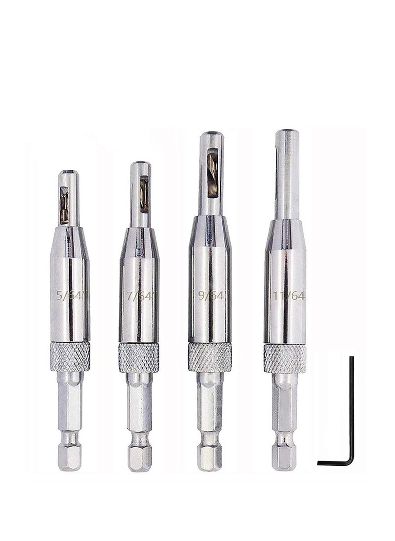 Yakumuz 4Pcs HSS Door Window Cabinet Self Centering Hinge Drill Bits Set, Yakumuz Center Hinge Drill Bit Mill Tool for Opening Hole-5/64 Inch 7/64 Inch 9/64 Inch 11/64 Inch  - Image 1