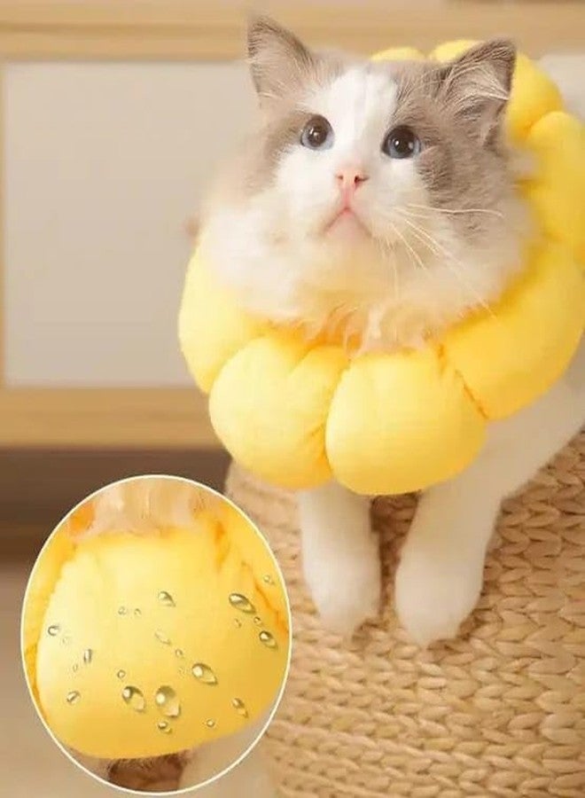 Shopipistic Soft Cat Collar Cone, Breathable, Adjustable Elizabeth Collar to Prevent Licking, Scratching Wounds, Fashionable Pet Recovery Collar, Sunflower, Size M (D: 16-25 cm) - Image 3