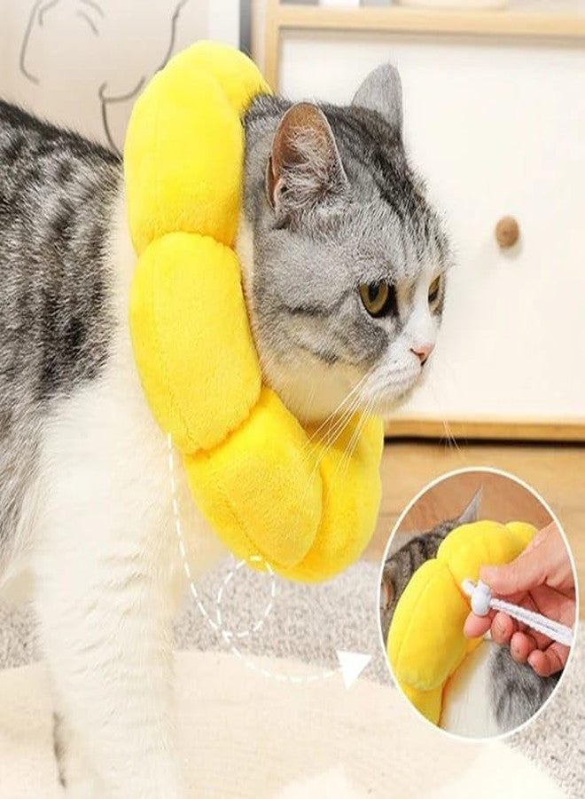 Shopipistic Soft Cat Collar Cone, Breathable, Adjustable Elizabeth Collar to Prevent Licking, Scratching Wounds, Fashionable Pet Recovery Collar, Sunflower, Size M (D: 16-25 cm) - Image 2