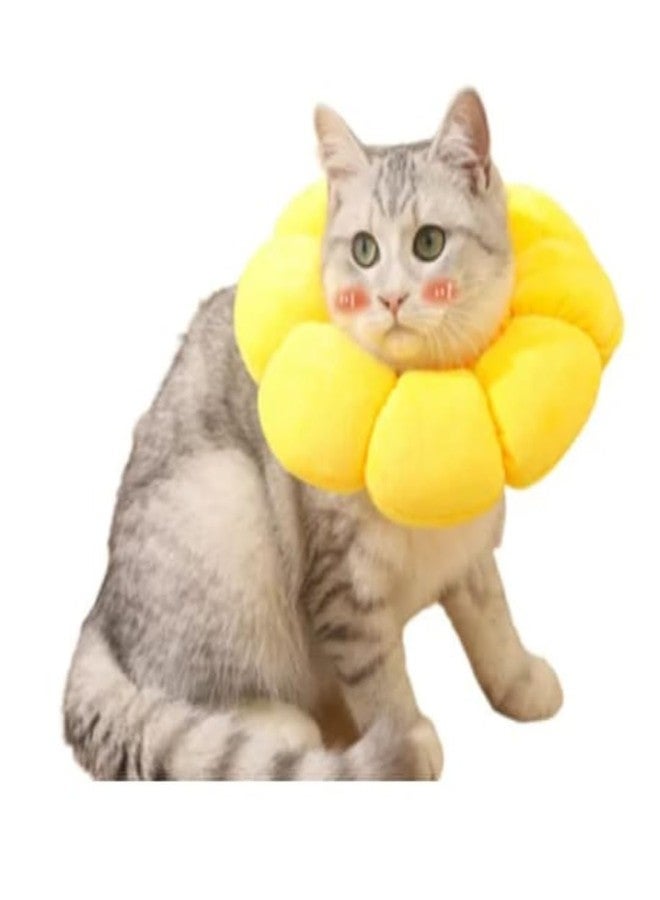 Shopipistic Soft Cat Collar Cone, Breathable, Adjustable Elizabeth Collar to Prevent Licking, Scratching Wounds, Fashionable Pet Recovery Collar, Sunflower, Size M (D: 16-25 cm) - Image 1