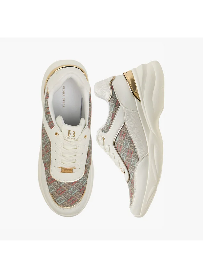 Flora Bella By Shoexpress Women's Monogram Print Lace-Up Sneakers