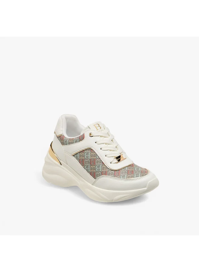 Flora Bella By Shoexpress Women's Monogram Print Lace-Up Sneakers