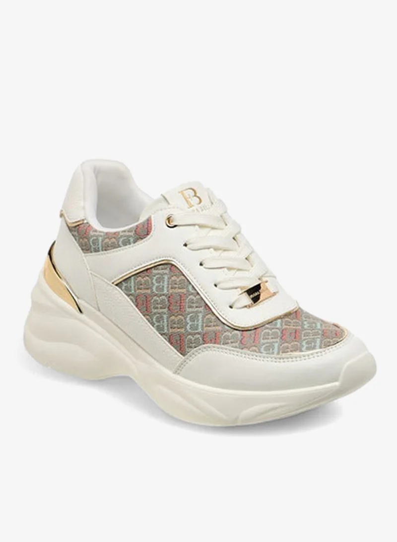 Flora Bella By Shoexpress Women's Monogram Print Lace-Up Sneakers