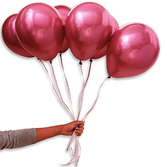 flavouredlove Colorful Metallic HD Party Balloons for Birthday Anniversary Baby Shower (Pack of 75, Maroon) - Image 3